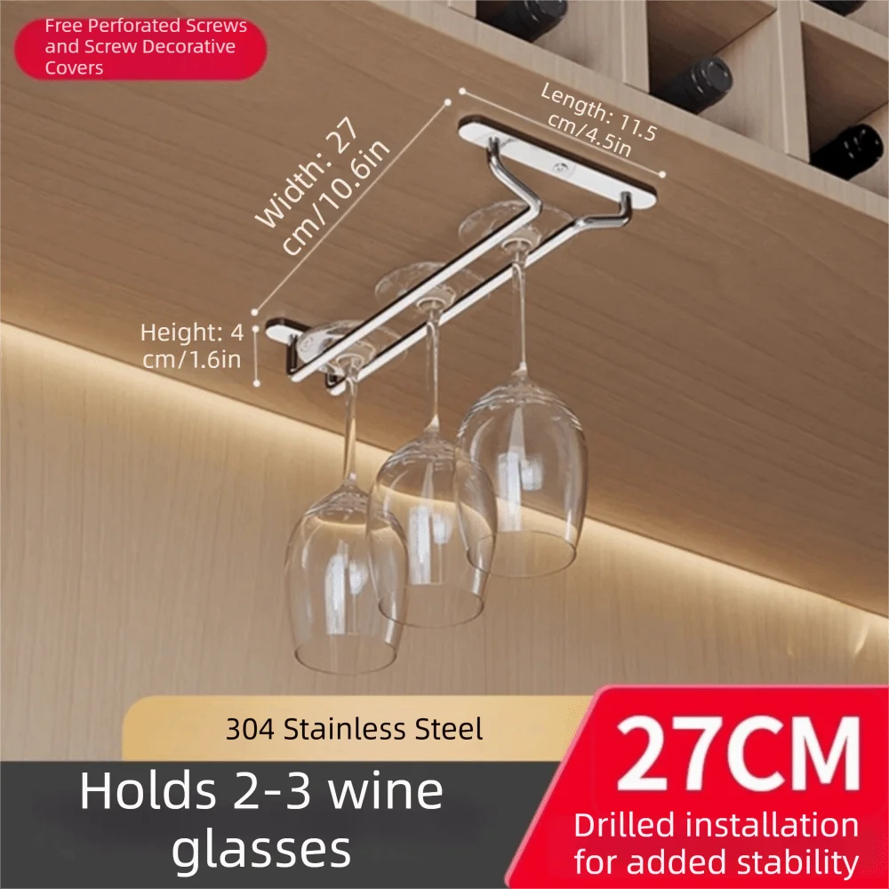 304 Stainless Steel Wine Glass Rack Premium High-End Wine Glass Hanger Waterproof Inverted Hanging Goblet Cabinet