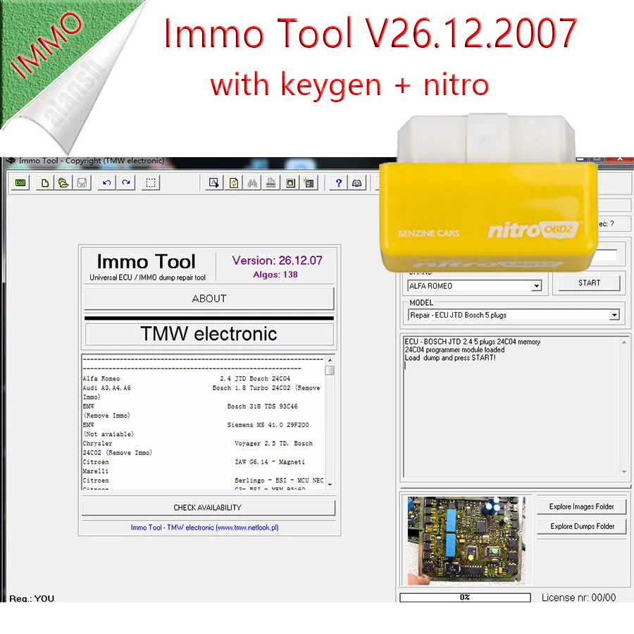 ECU Immo Tool V26.12.2007 26 Repair Software Immobilizer Software  + Unlocked Keygen + Nitro