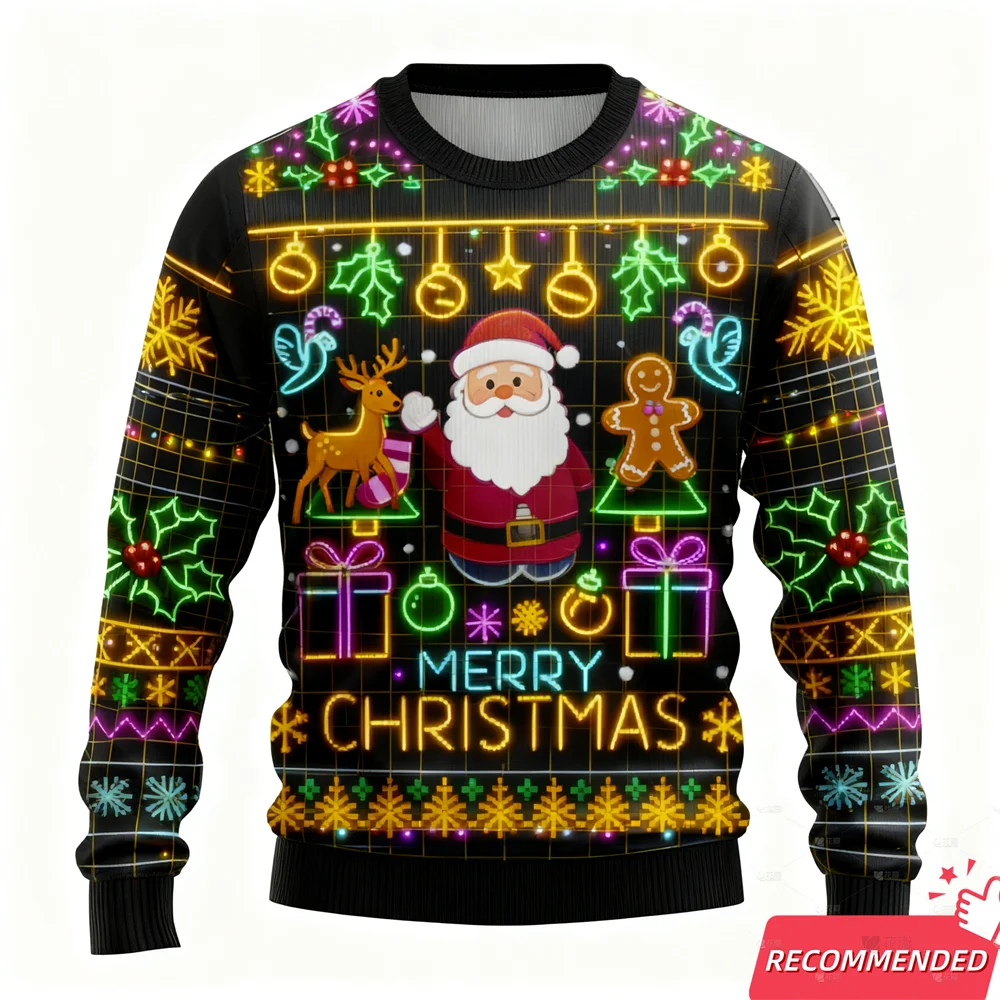 جديد سترة عيد الميلاد القبيحة للنساء الملابس 2026 مضحك وهمية أضواء النيون عيد الميلاد ضوء القبيح البلوز حفلة الهيب هوب للجنسين القمم