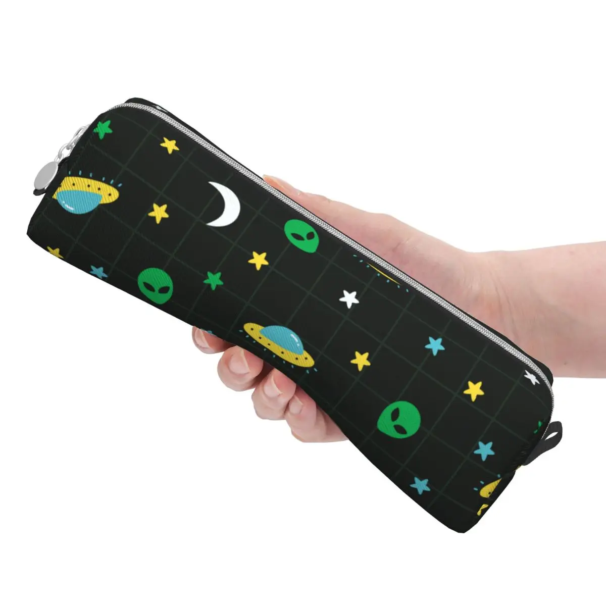 Alien UFO Mond Stern Weltraum Muster Bleistift Fall Feder mäppchen Stift Box für Schüler große Tasche Studenten Schule Geschenk Briefpapier