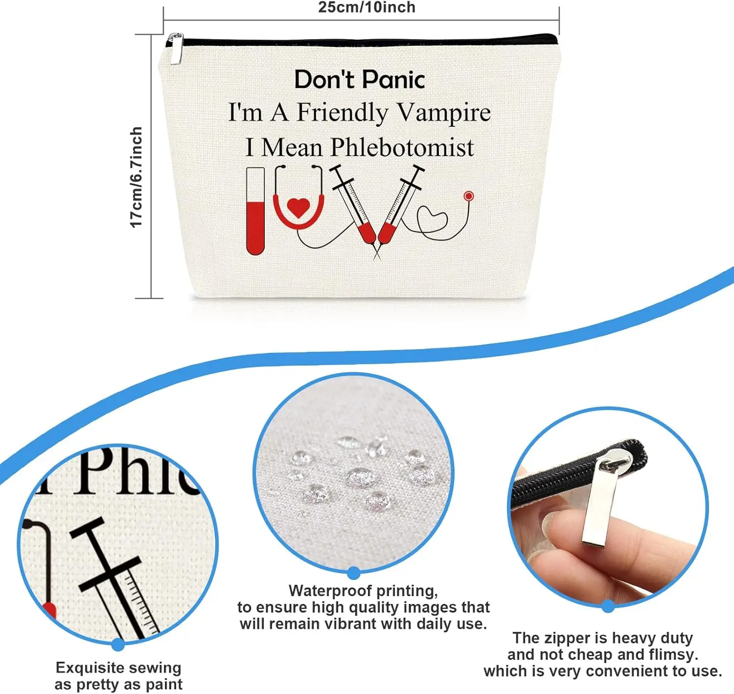 Funny Nurses Makeup Bag Gift Phlebotomist Gifts Phlebotomy Nurse Gifts Cosmetic Bag Pouch for Women Nurses' Day Birthday Gift