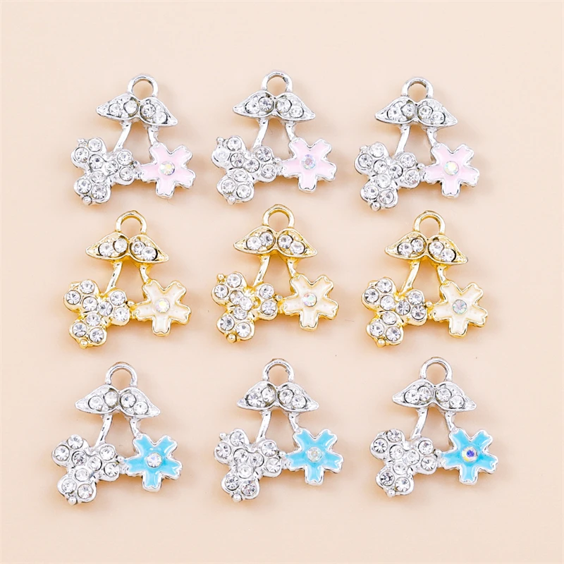 

20pcs 15x18mm Delicate Crystal Alloy Flower Charms for Jewelry Making Earrings Pendants Necklaces Bracelets DIY Crafts Supplies