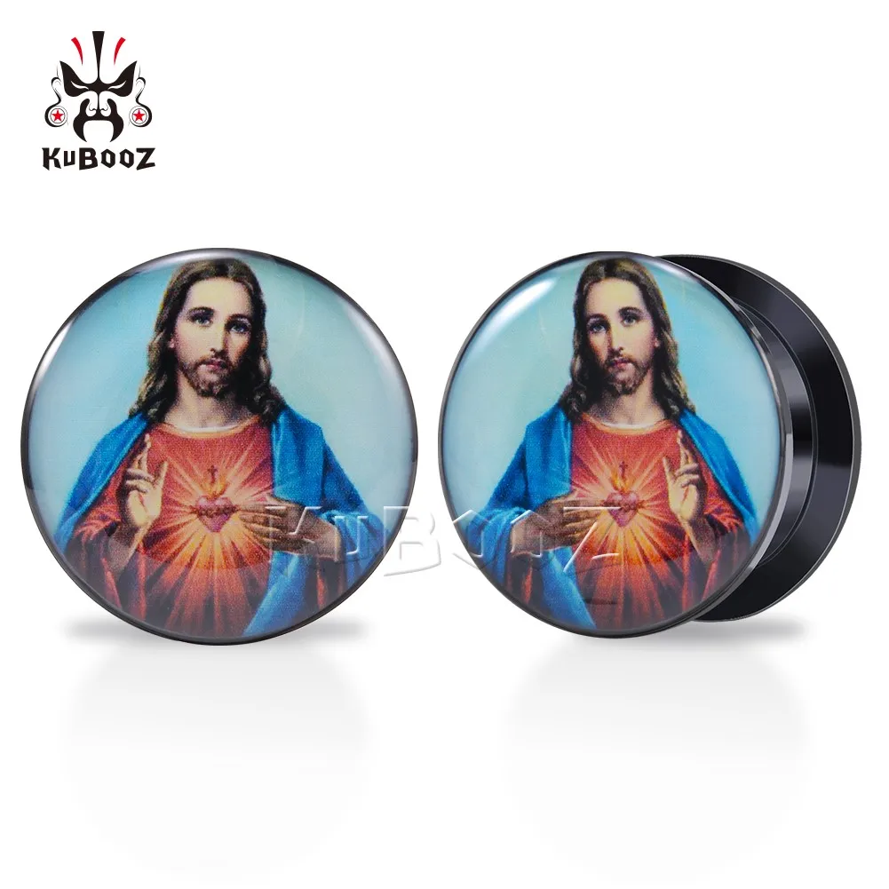 KUBOOZ modna akrylowa człowiek serce zatyczki do uszu biżuteria do ciała wskaźniki kolczyk do piercingu ekspandery tunele 6-30mm 2 szt
