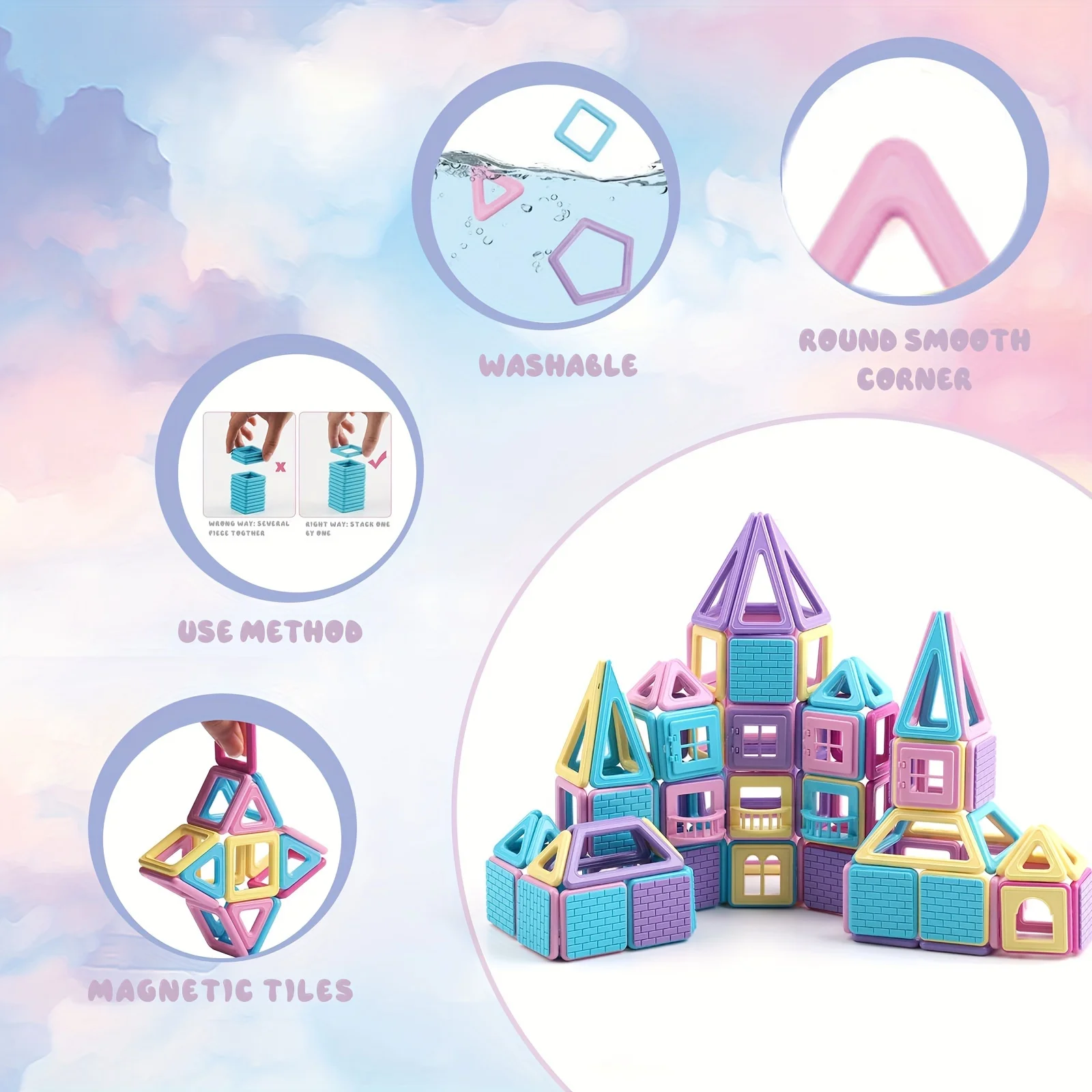 170 peças mini telhas magnéticas 3d blocos de construção magnéticos brinquedos educativos magnéticos para crianças bloco de construção brinquedos presente aniversário