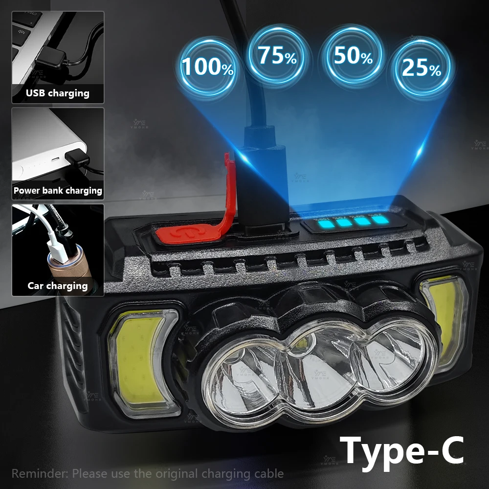 200000LM كشافات سوبر مشاعل قوية EDC مصباح ليد جيب أضواء المحمولة USB مصباح قابل لإعادة الشحن للتخييم في الهواء الطلق التنزه