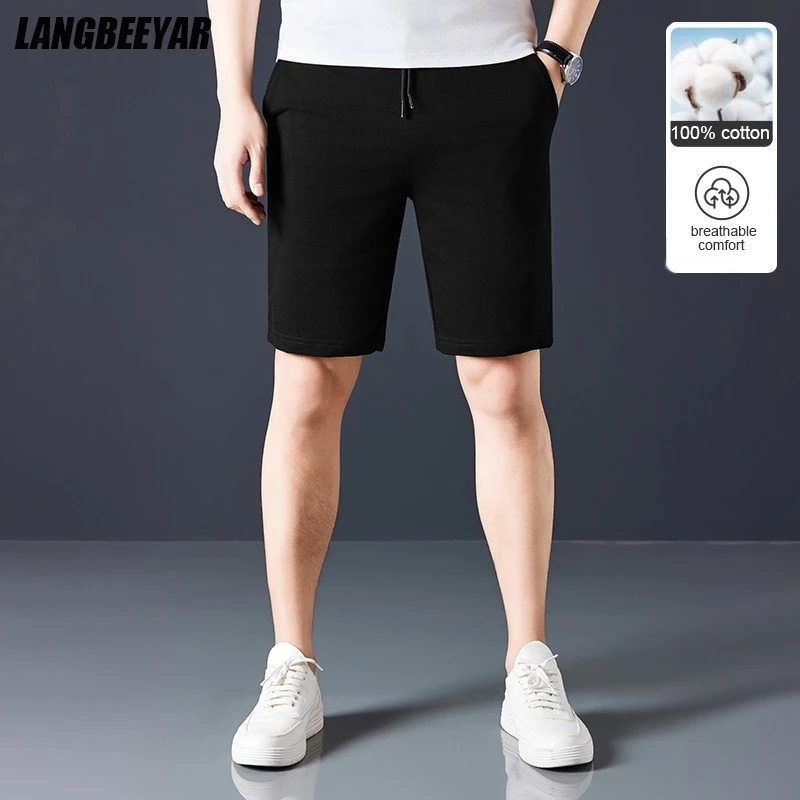 Top Quality 100% Cotton New Summer Brand Korean Casual Shorts Fashion Men Drawstring Street Slim Trousers Sports Men Clothing