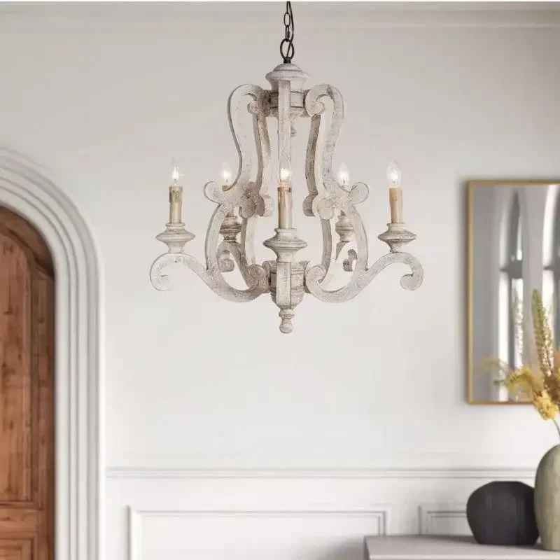 

Vintage Wooden Pendant Light American Country Style Dining Room Chandelier for Restaurant Villa Hotel Bedroom Study