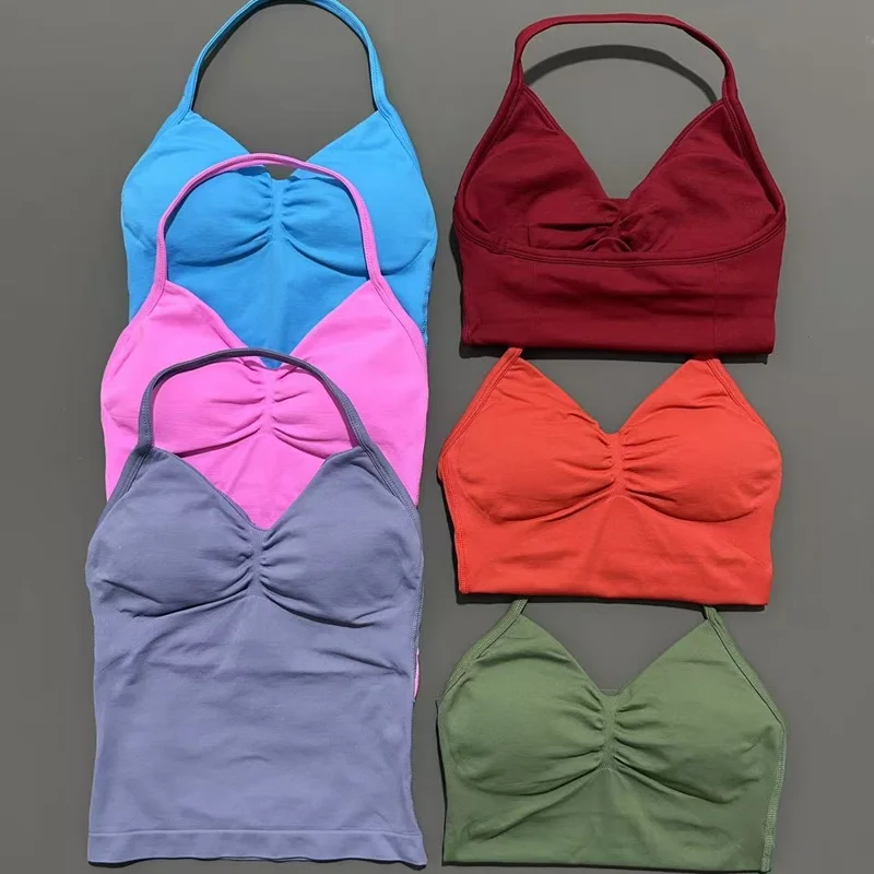HISTELLO Impact Longline Strappy Top Sports Yoga Vest Women Fitness Tank Top Gym Beautiful Open Back Bra Running Workout Halter image 3