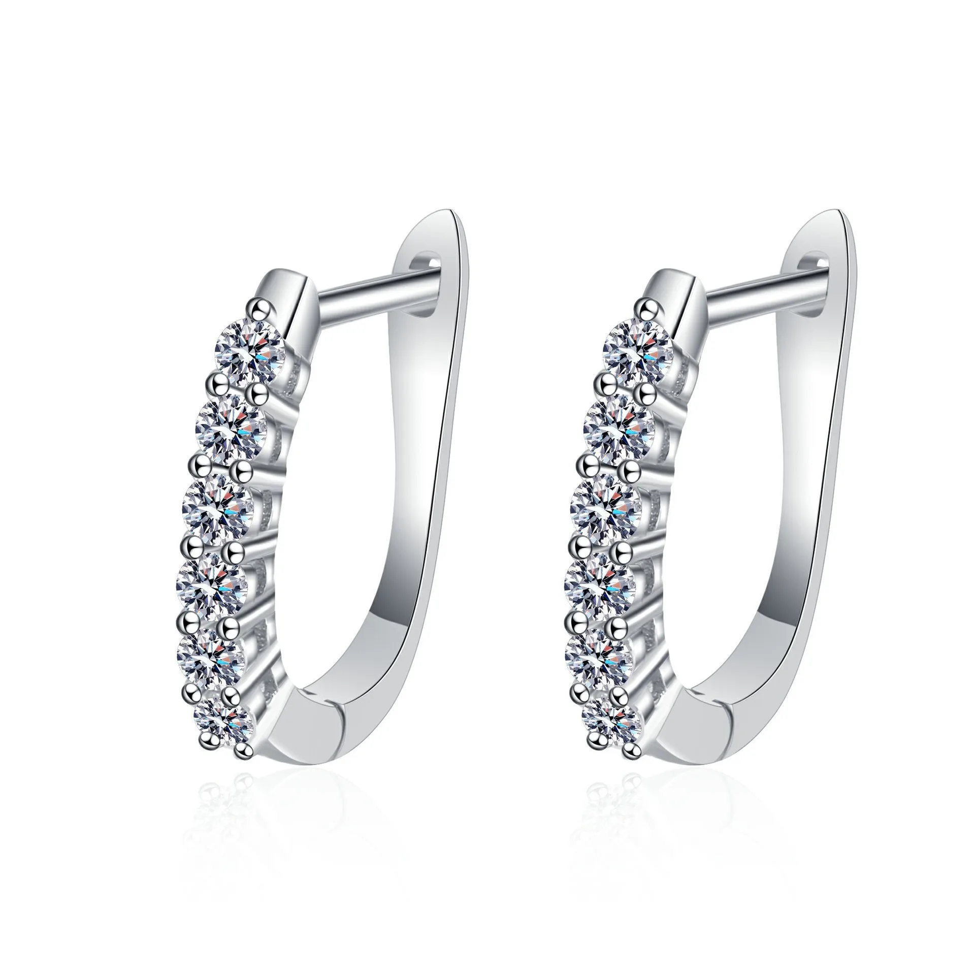 Round Cut ice out vvs d color grade luxury s925 sterling silver moissanite diamond hoop earrings for women