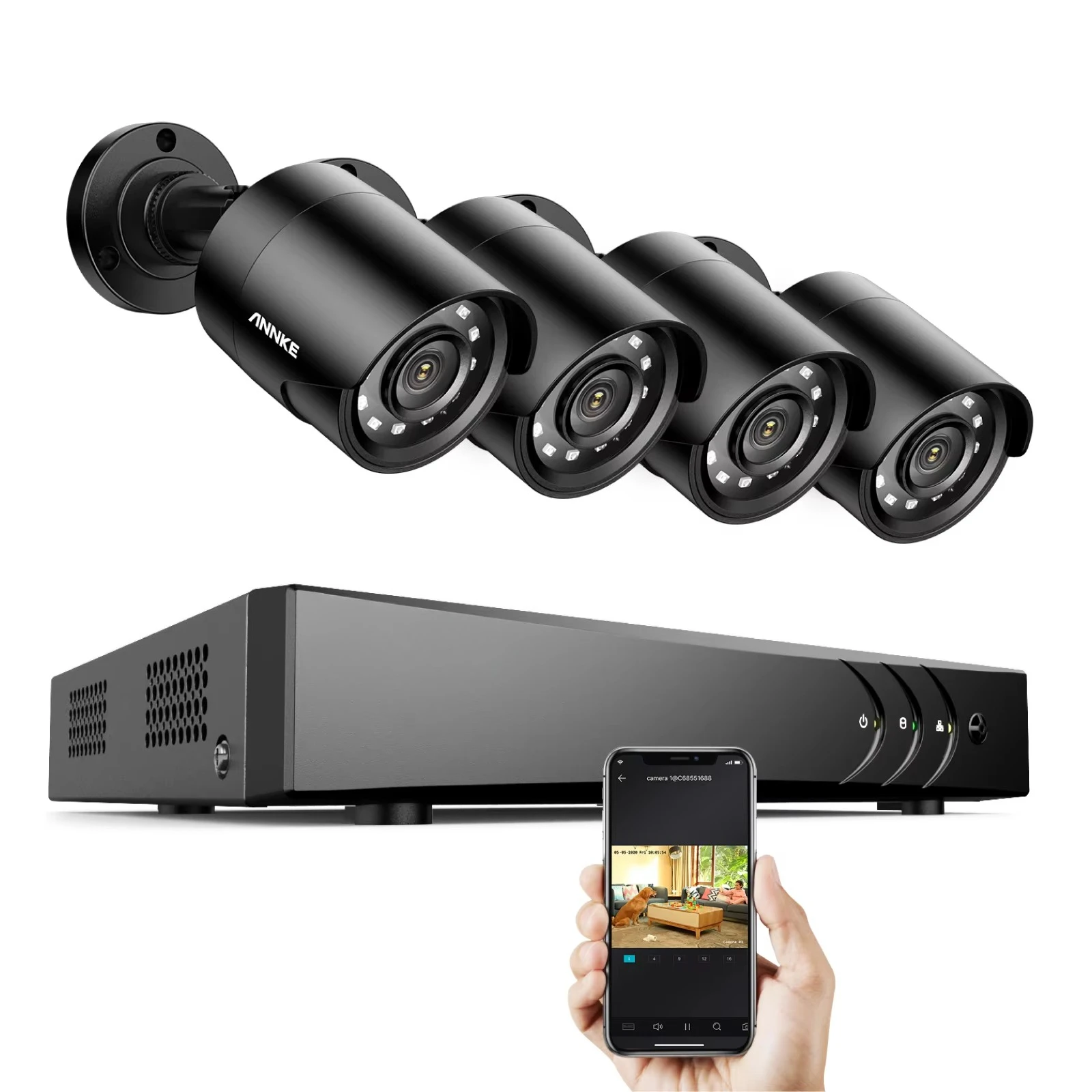 

4pcs 1080P HD TVI Bullet Camera System With Smart IR Night Vision 8CH 5MP 5 In 1 DVR Surveillance Camera System