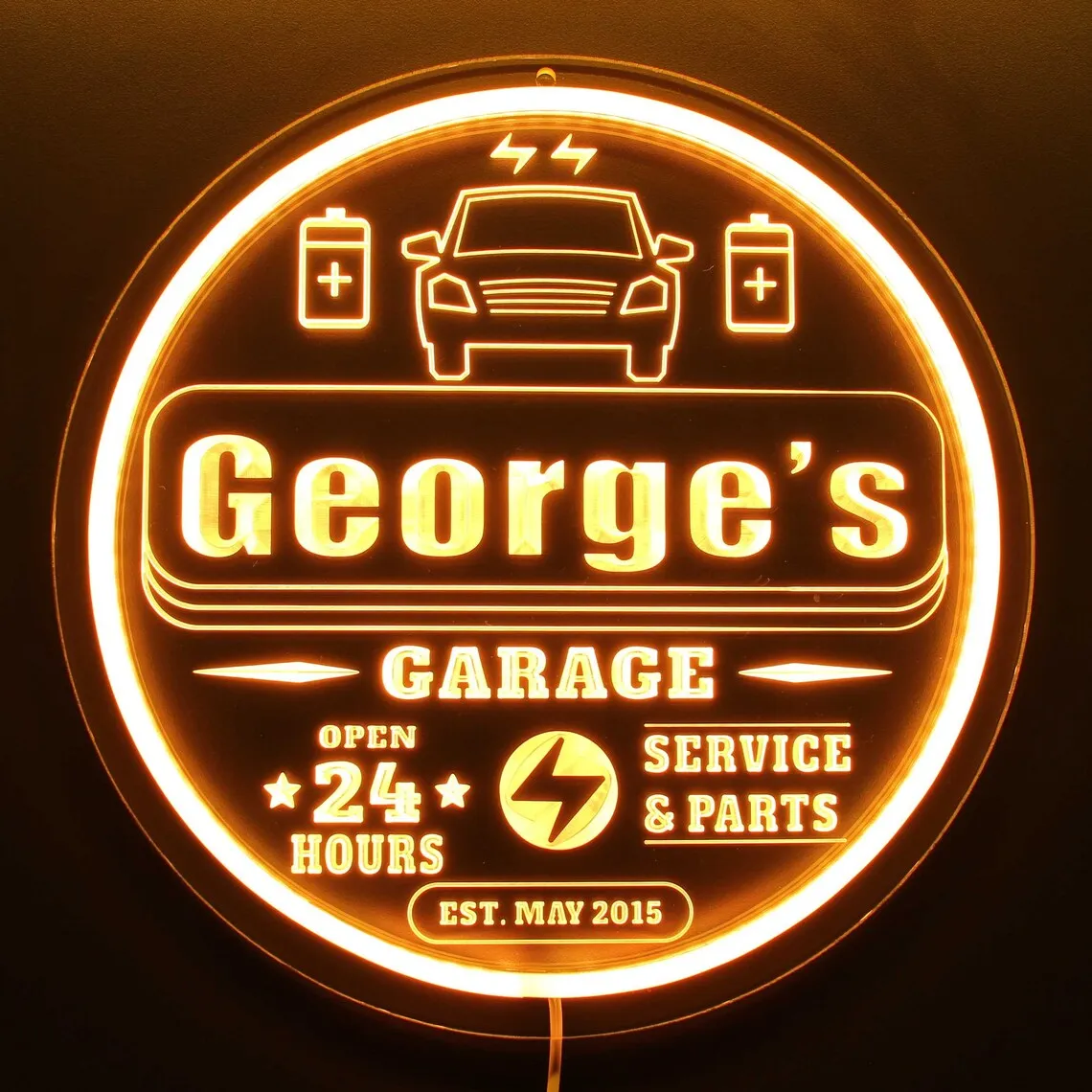 Custom Garage Led Neon Light Personalized Garage Car Acrylic Signs for Home Garage Men Cave Wall Decor Changeable Light Colors