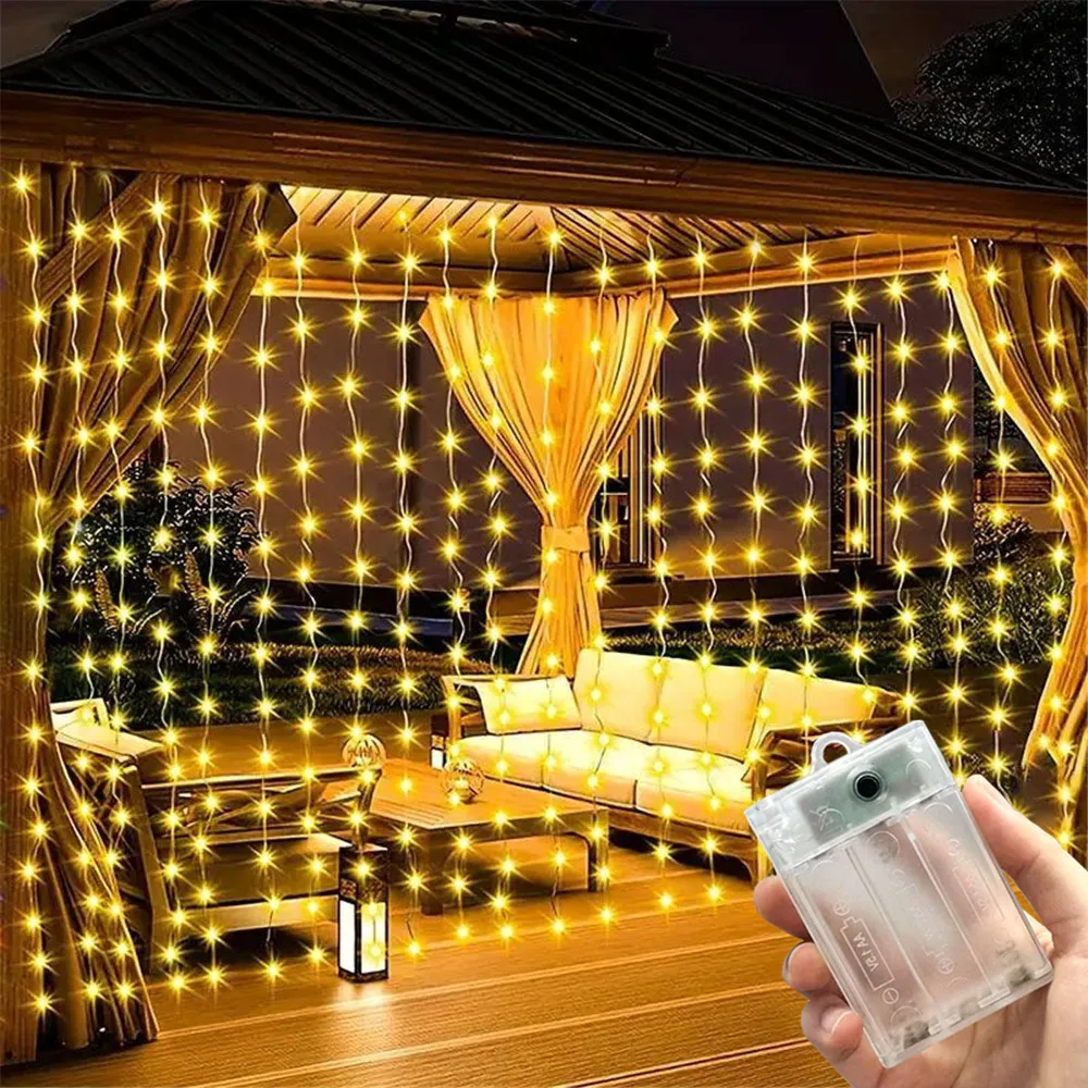Battery Box Fairy Curtain Lights 8 Modes for Holiday Decoration Bedroom Wedding Garden Party Window Decor Birthday Gifts