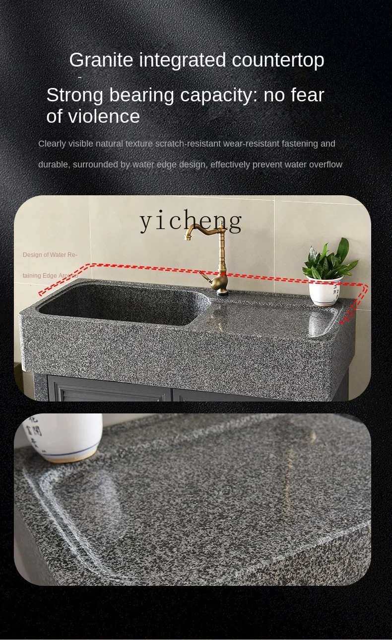 TQH wash basin outdoor courtyard integrated laundry pool with aluminum cabinet door outdoor marble pool garden basin