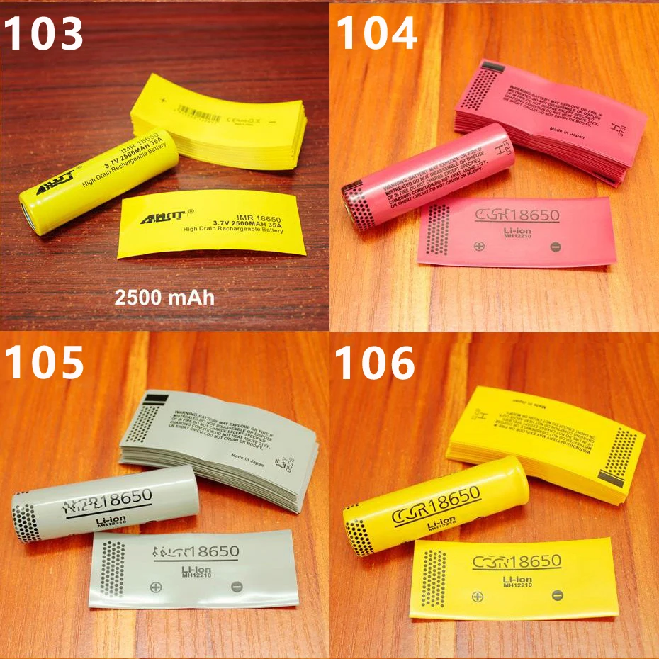 100 unids/lote piel de embalaje retráctil para batería de litio 18650 batería PVC película termorretráctil funda aislante piel de embalaje