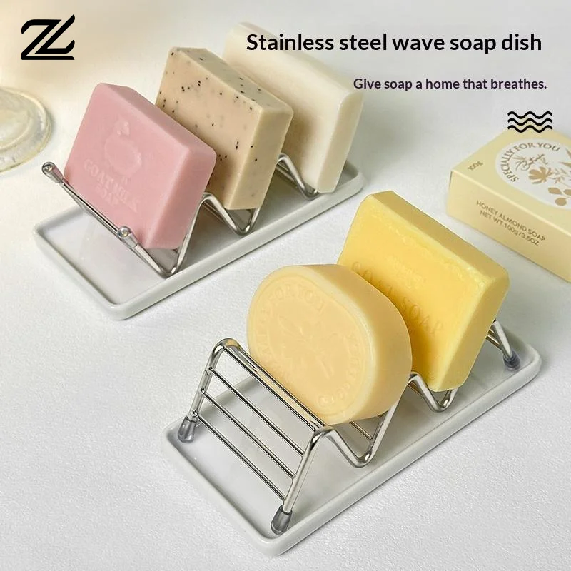 

【*】Bathroom Countertop Soap Holder Soap Storage Draining Rack & Kitchen Sponge Storage Rack Durable Easy To Clean Organizer