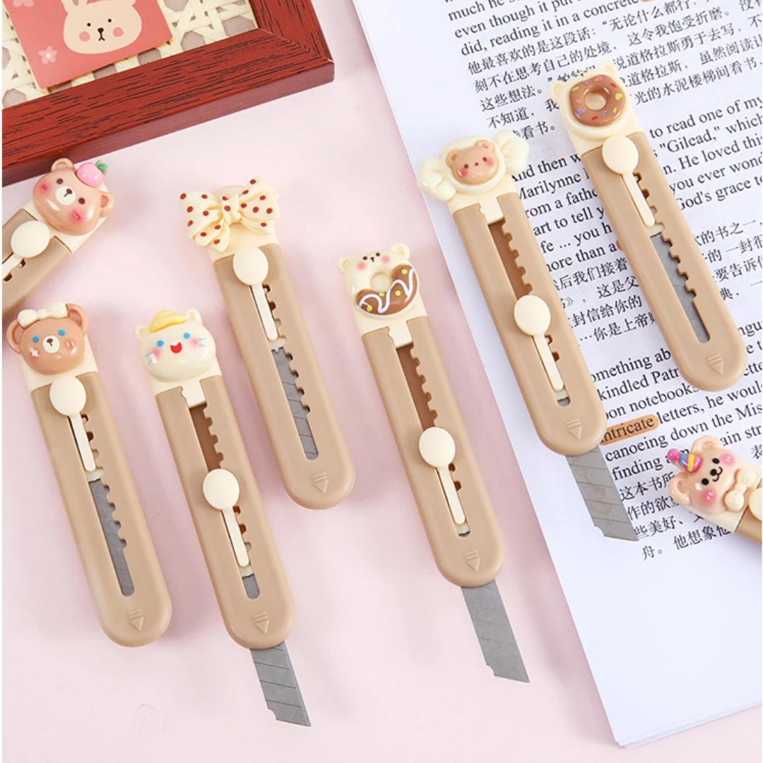 Cuchillo de oso portátil, cuchillo de desembalaje, cuchillo retráctil para desembalar oficina Diy