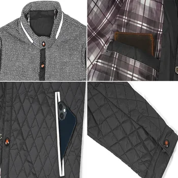 Autumn Winter Men's Padding Jackets Casual Cotton Thick Warm Diamond Coats for Man Patchwork Windbreaker Bomber Jackets Clothing 5