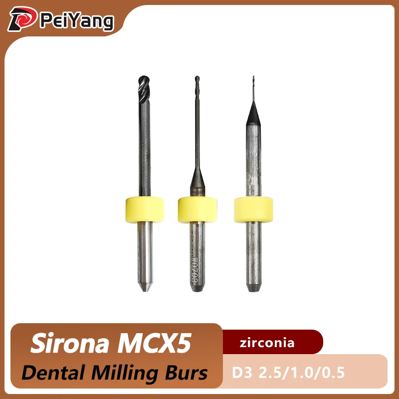 

Sirona MCX5 Dental Milling Burs For Zirconia/PMMA D3 Shank CVD DC Diamond Coating Diameter 2.5/1.0/0.5mmm Drill