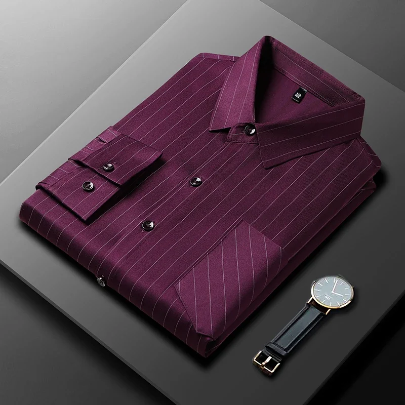 

New Men's Business Casual Long Sleeved Printed Shirt with Wrinkle Resistance No Ironing Comfortable All Season Versatile Top