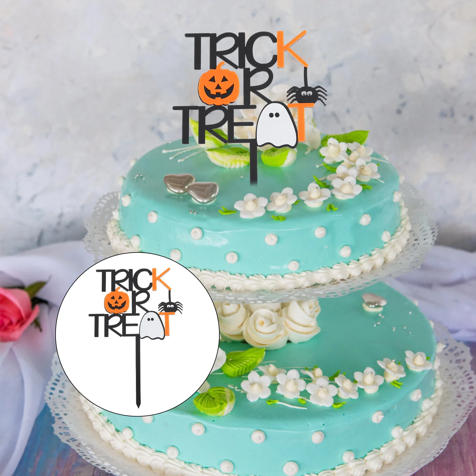 

Pumpkin Ghost Cake Topper Halloween Party Supply Safe Practical Exquisite Craftsmanship Creative Dessert Decor