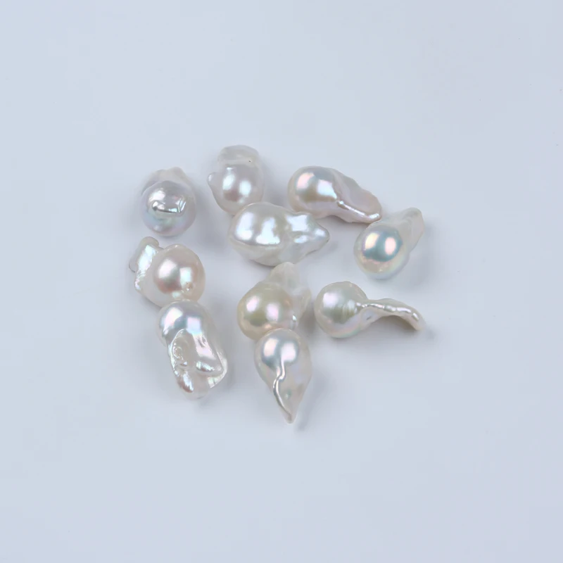 12-14mm Small Size White Natural Real Loose Fireball Freshwater Baroque Pearl Beads