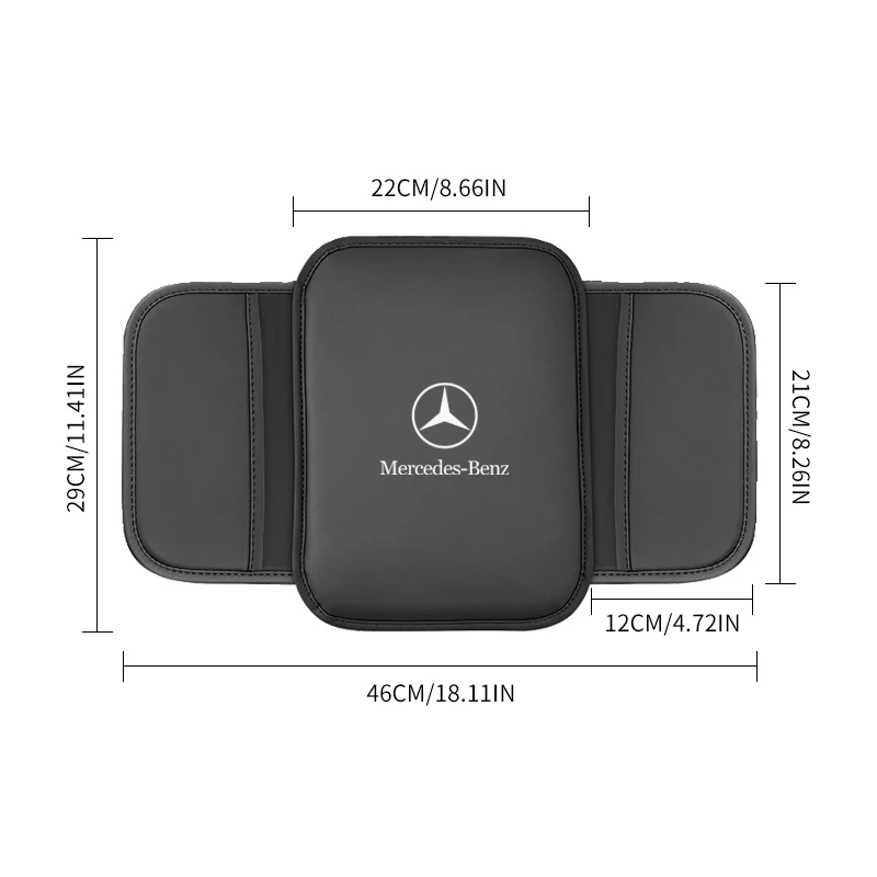 Almohadilla para reposabrazos de coche, alfombrilla de cuero para reposabrazos de coche, accesorios para Mercedes Benz B/C/E/S Clase A C200L GLC