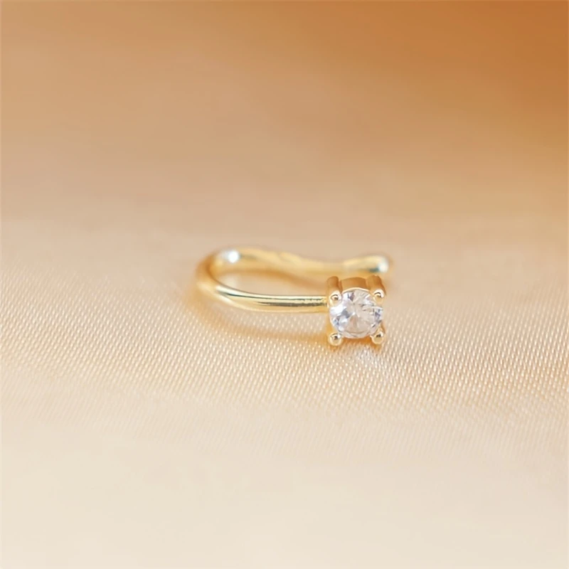 1-Piece Round Zircon Non Perforated Nose Ring Female Brass Material Adjustable Nose Clip Mother's Day Gift for Mom view 6