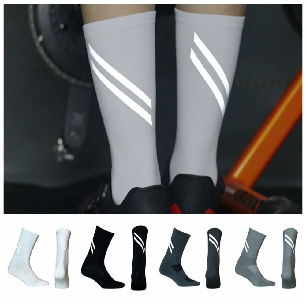 1 para odblaskowych skarpet rowerowych, oddychających, dezodorujących, odblaskowych skarpet sportowych, pochłaniających pot, odpornych na ścieranie