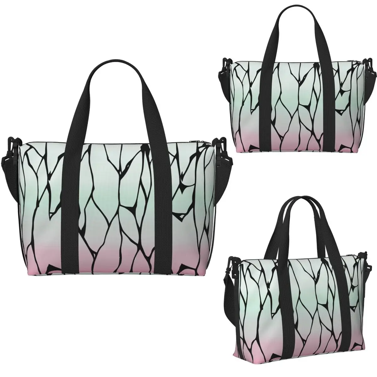 Anime Kamado Tanjirou Demon Slayer Borsa da viaggio da spiaggia Borse tote di grande capacità per palestra Yoga Borsa a tracolla per lo shopping da donna