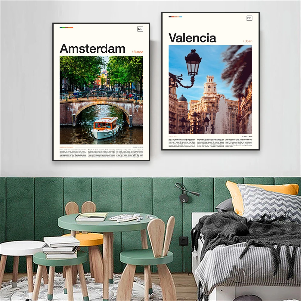 발렌시아 스페인 예술 여행 포스터 패션 제네바 스위스  - Home Decor Zurich 리뷰 및 가격