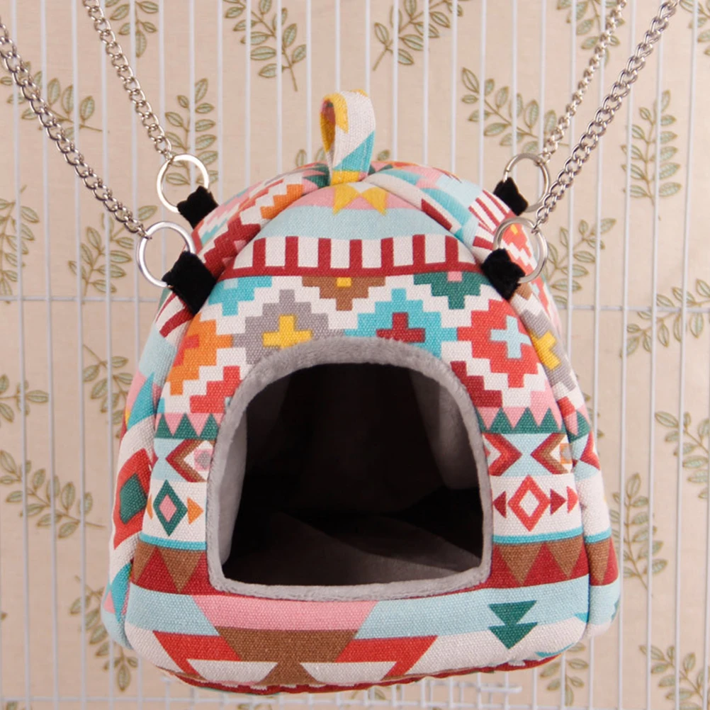 

Hamster House Bed Hammock Winter Warm Squirrel Hedgehog Chinchilla Bed House Tent Cage Nest Hamster Accessories - Size S (Random