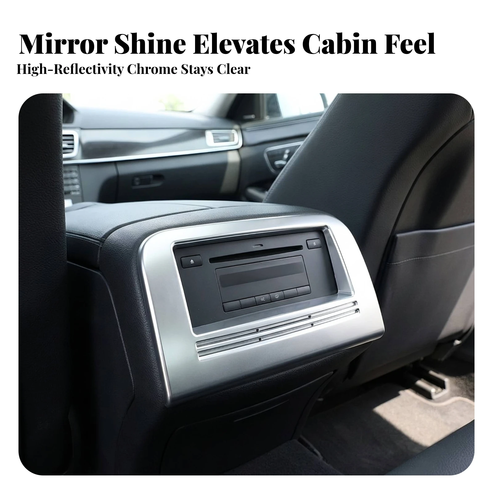 Chrome Finish CD Player Trim Frame Rear Seat Bezel for Mercedes W212 2009-2015 Replacement