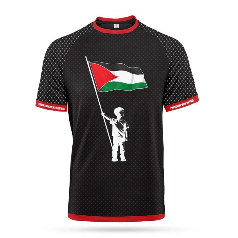 Fashion Palestine Flag Football T Shirts Summer Casual 3D Printed Mens Sports Jersey Loose O Neck Quick Dry Breathable Tees Tops image 4