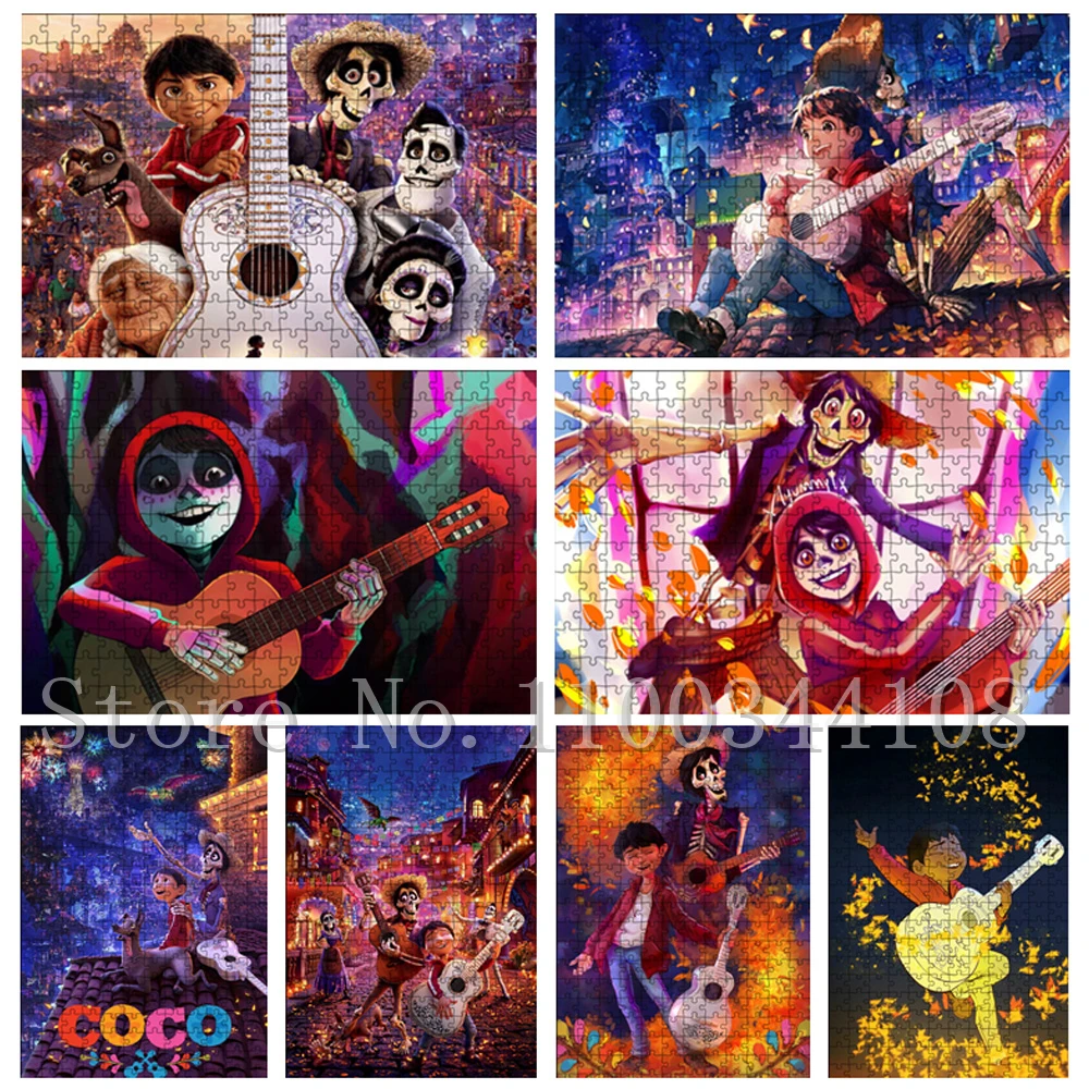 

300/500/ 1000 Pieces Disney Coco Jigsaw Puzzles Educational Toys Cartoon Movies Kids Intellectual Diy Puzzle Game Gifts