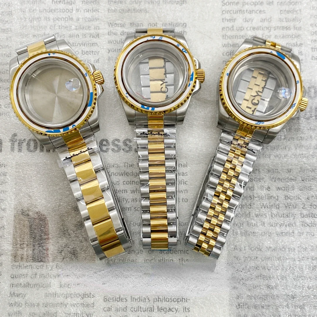 

Gold Case Strap Set with Sapphire Glass 40mm Suitable for NH34/35 Movement Pull Tooth Buckle Transparent Bottom and Tight Bottom