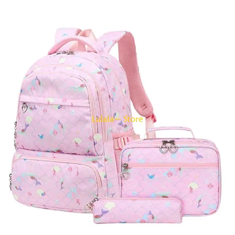 

Y4QA 3pcs Children's School Bag with Pencil Case and Lunch Bag Backpack for Teenagers