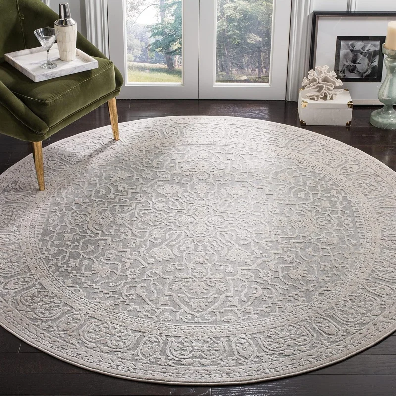 

10' Round Light & Large Area Rug – Non-Shedding, Easy Cleaning, Reflection Living Room or Bedroom