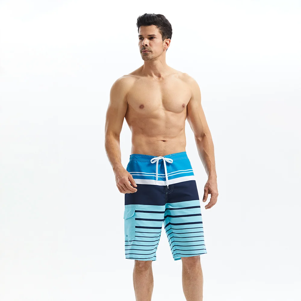 Striped Beach Pants Summer Men'S Drawstring Casual Jogging Shorts Swimming Surfing Quick Dry Sports Clothing