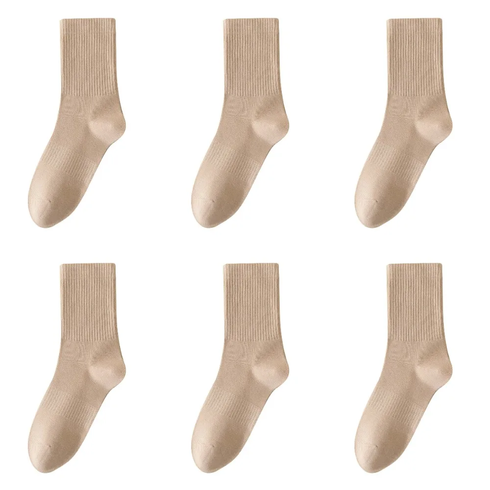 

6Pairs Simple Cotton Socks Sweat-absorbing Wear-resistant Solid Color Socks Comfortable High Elasticity Sports Socks Streetwear