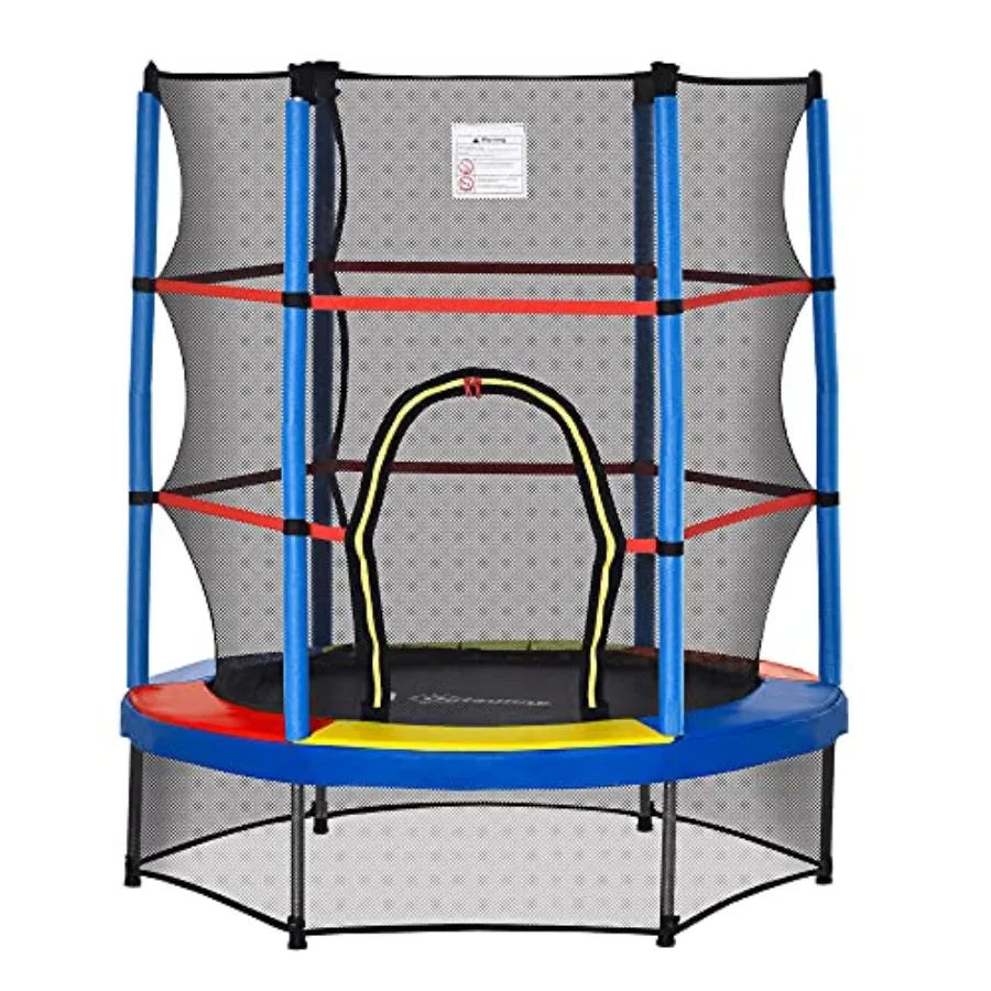 

5FT Trampoline for 55 Mini Indoor Outdoor Toddler Trampoline Toy with Enclosure Net Springless Design Safety Pad and Steel Fram