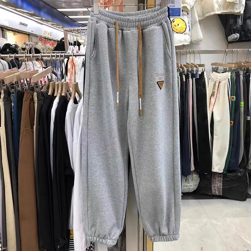 

plus Size Men's Casual Pants Autumn Winter Fce Lined Wide Leg Lantern Pants Comfortable Loose Fit Sports Trousers for Couples