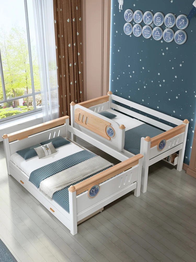 Rubber wood, all solid wood bunk bed, children\'s , mother and child, two-layer wooden, constellation sister and brother