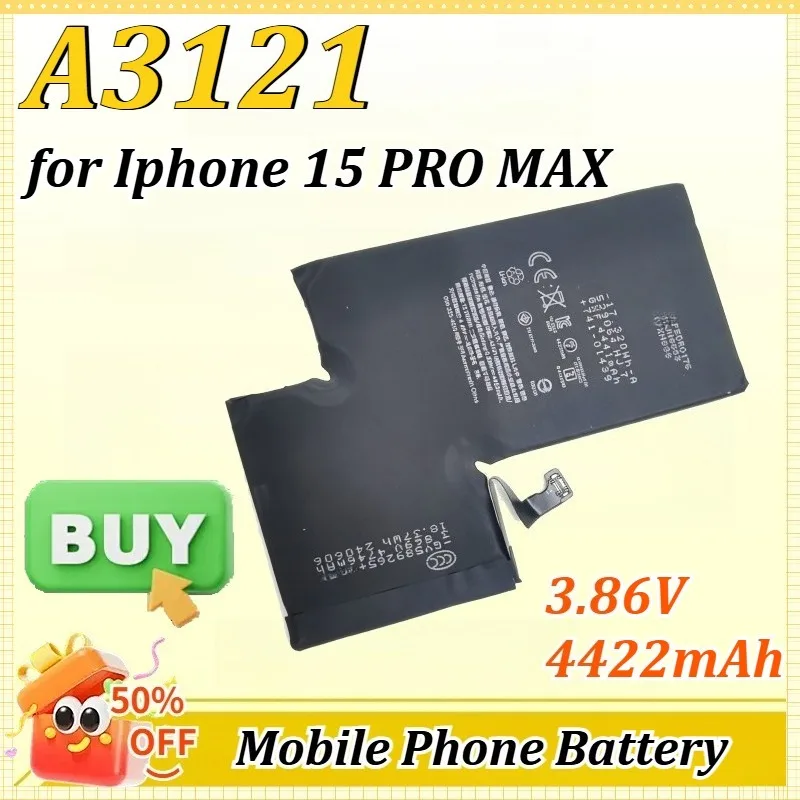 

Литиевая батарея A3121/A3011 3.86V 4422mAh/3.87V 3274mAh для iPhone 15 PRO MAX / iPhone 15 Pro (для американской версии)