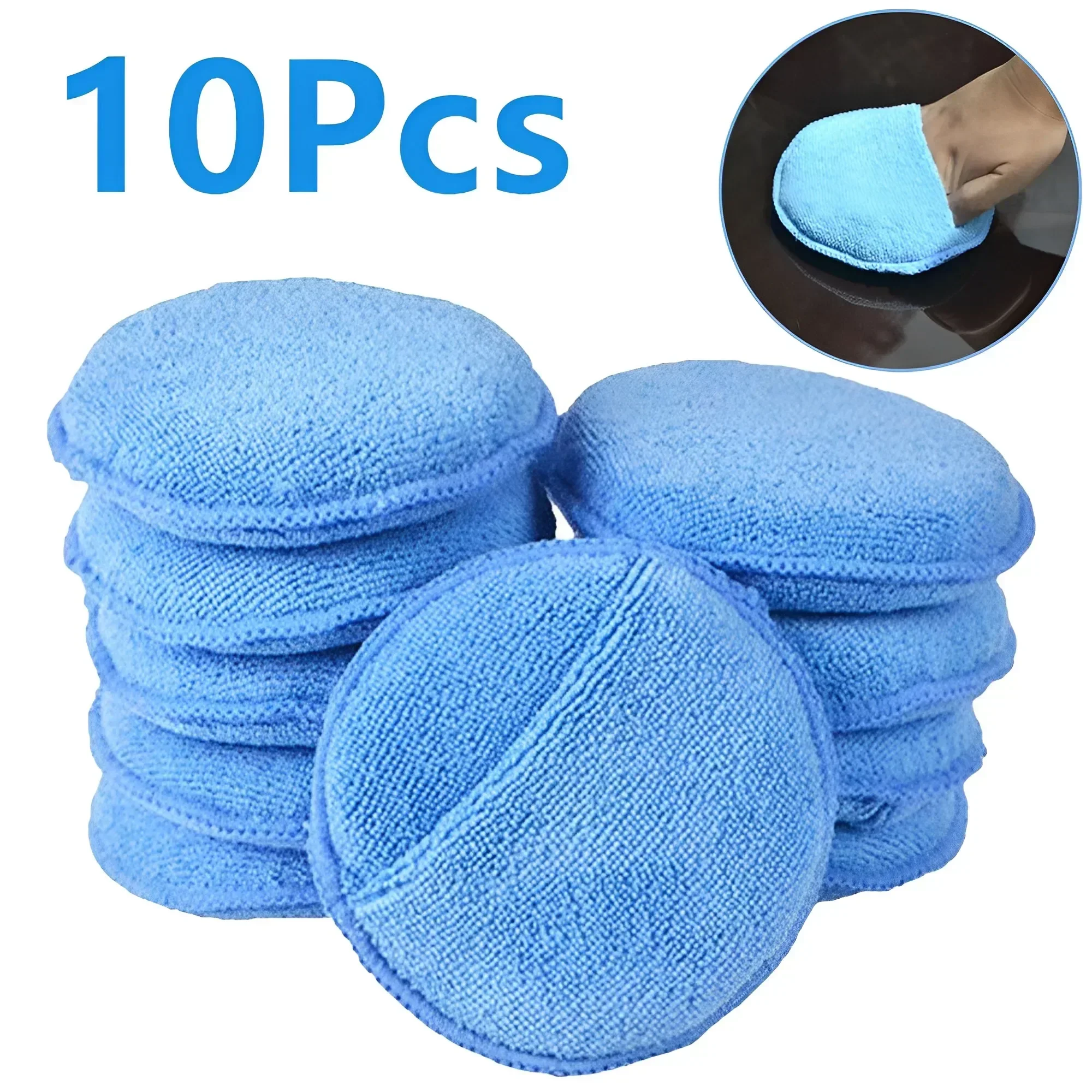 2Pcs Car Waxing Polish Sponges 5 Inch Car Detailing Wax Applicator Pads Round Pocket Microfiber Foam Sponges Car Cleaning Tools