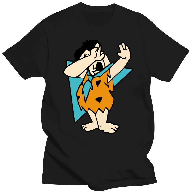 2020 Funny Dabbing Flintstone Animated Cartoon T Shirt Gift New Mens Spring Summer Dress Short Sleeve Casual