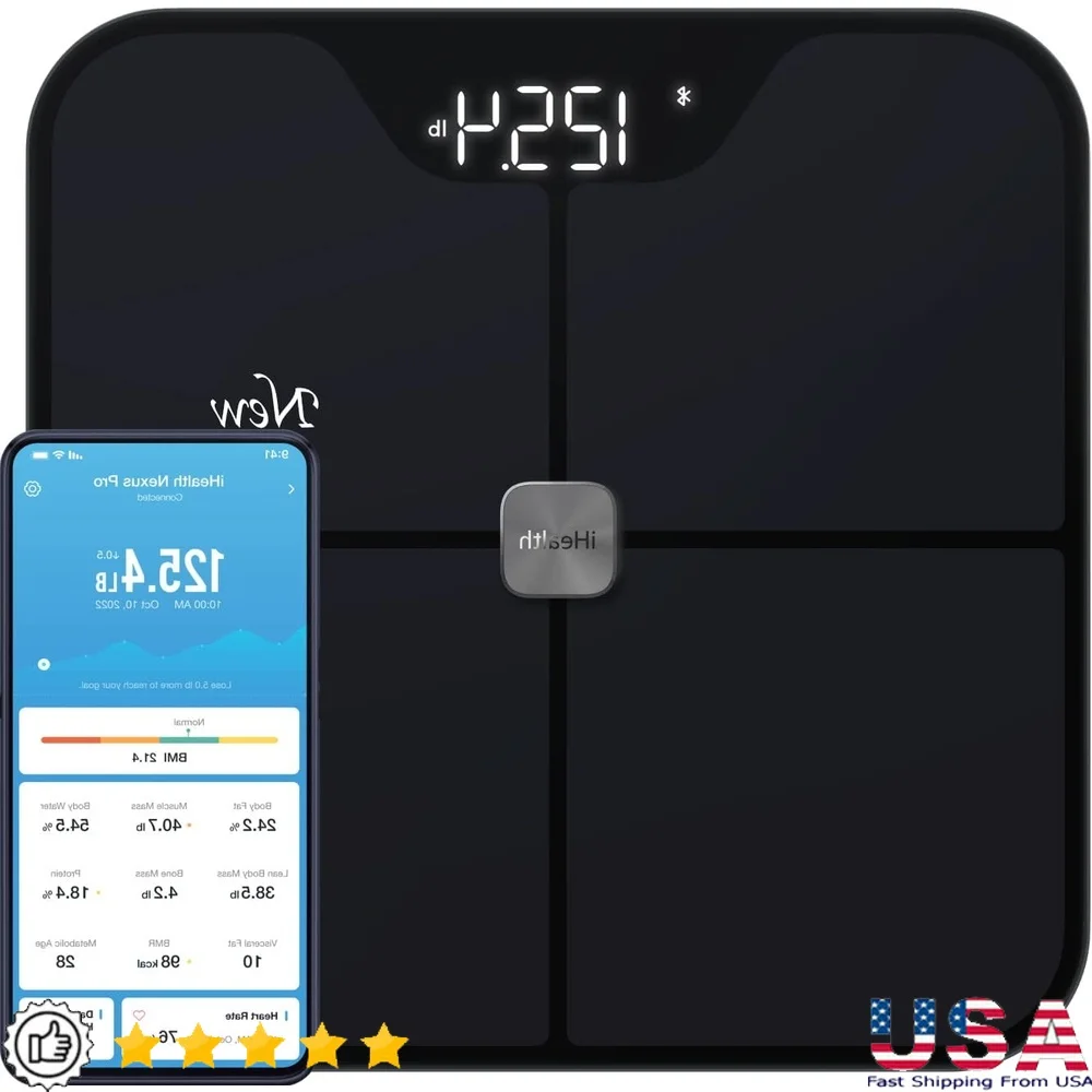 

Интеллектуальные подключенные весы для здоровья, 12 метрических тела, точное приложение для распознавания пользователей, совместимое с емкостью 400 фунтов, клиника для домашнего спортзала