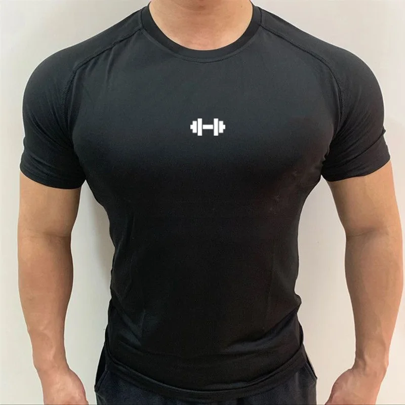 Männer Sommer Elastische Quick Dry Kurzarm T-shirts Sport Tops T Kompression Shirt Sportswear Laufen Gym Workout T Shirts