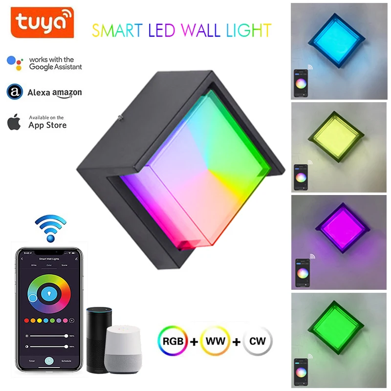Smart WiFi Outdoor Wall Sconce, Porch Lights RGB Color Changing App Control, Dimmable 2700K-6500K Works with Alexa Google