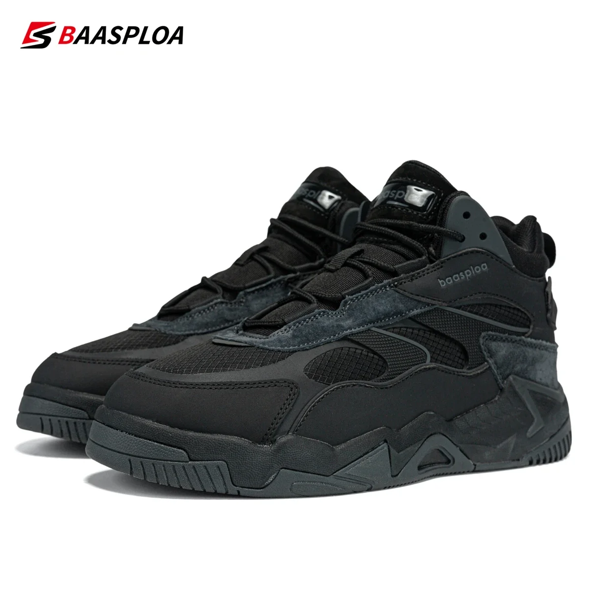 Baasploa New Men Sneakers Winter Casual Outdoor Waterproof Leather Lace up Shoes Male Fashion Plush Warm Non-Slip Sports Shoes