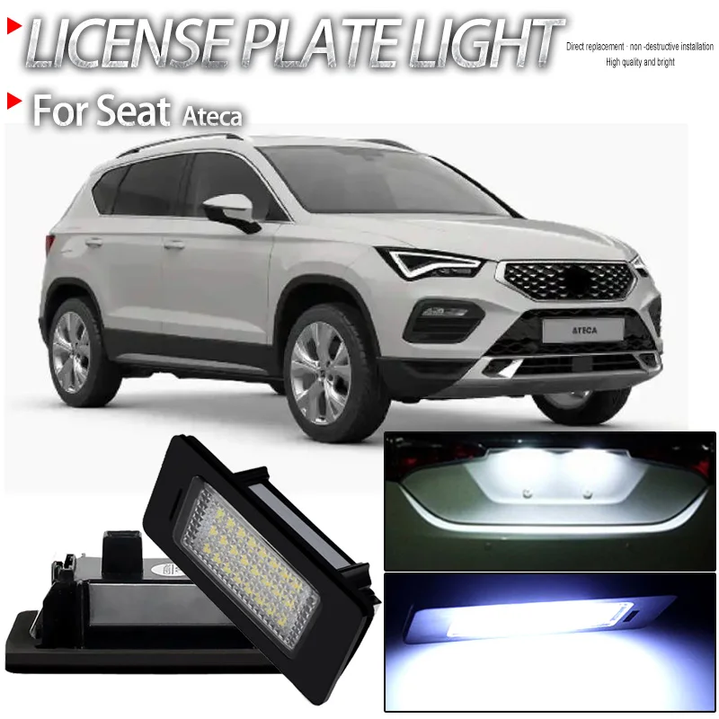 2Pcs Car Canbus Error Free Led Rear Signal Lamps Number License Plate Light White DC12V For Seat Ateca 2016-